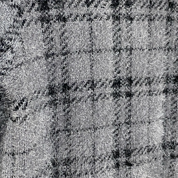 Lily Morgan women’s dark gray plaid open front long hairy sweater cardigan s- SP - Picture 5 of 6